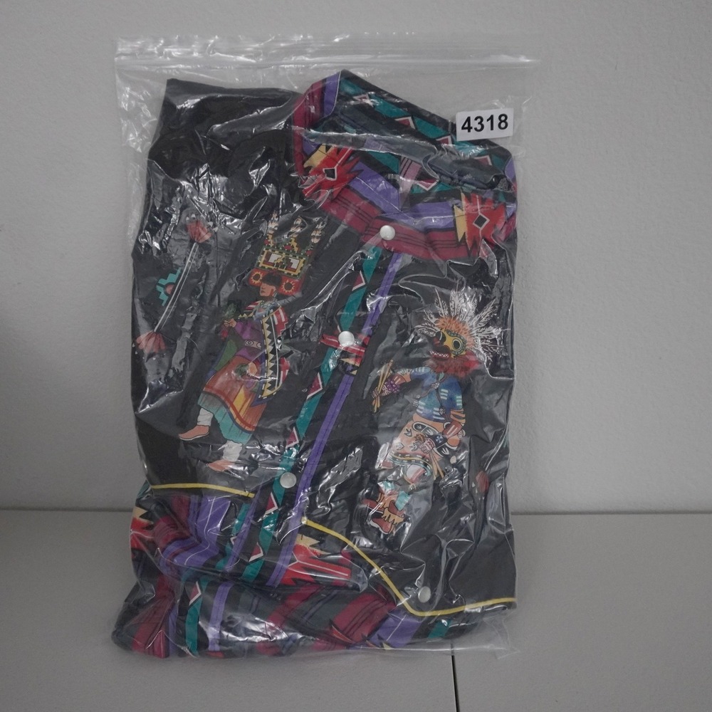 Vintage 80s Western Shirt Mens L Multicolor Kachina Embroidered Snap Button - Picture 9 of 9